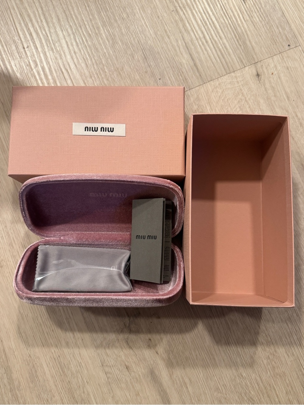 Miu Miu Pink Velvet Sunglasses Case Set Brand New
